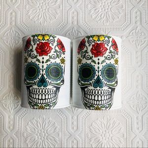 Day Of The Dead Decoupage Tin Can Decor 2 pc